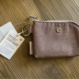 Lululemon Pink Card Holder, glitter clippable card pouch